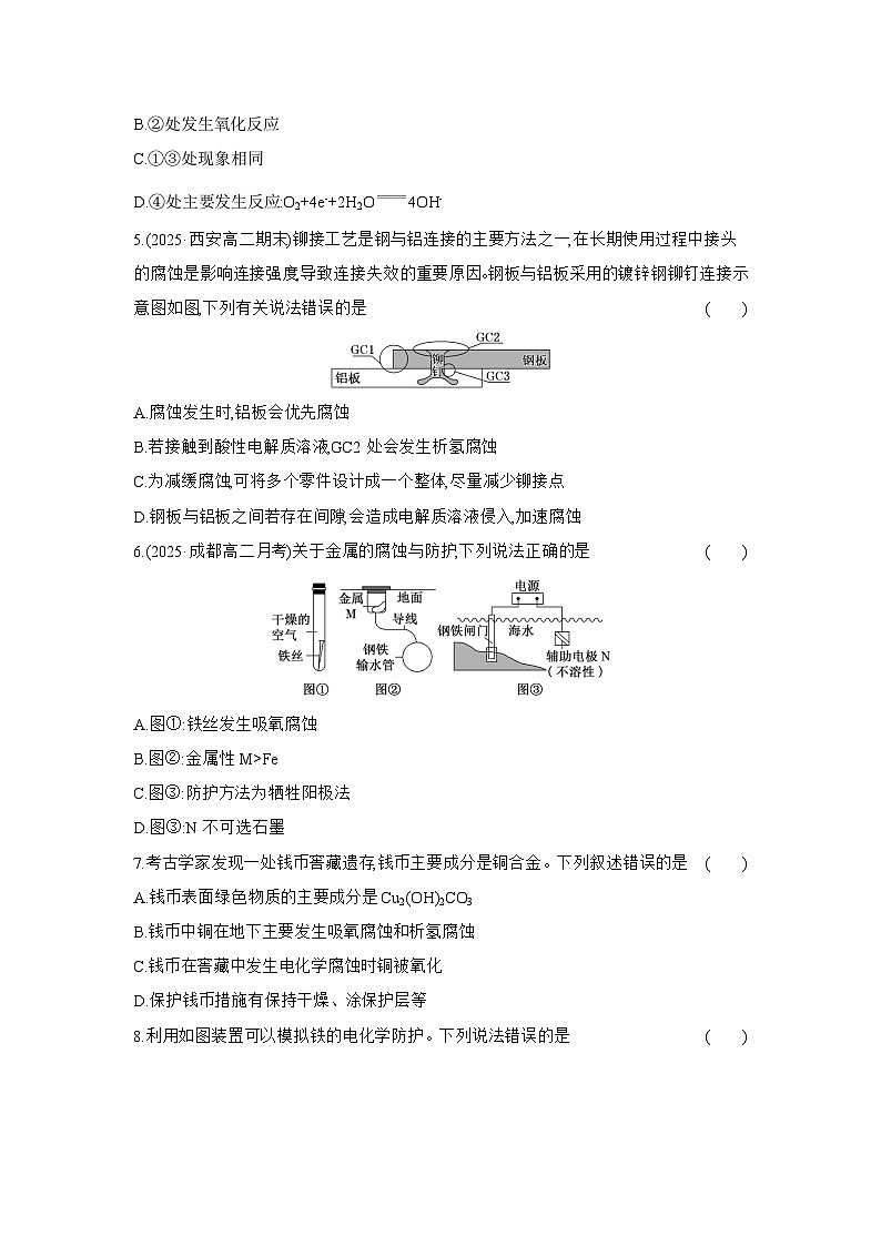高二化学（人教版选择性必修一）试题课时跟踪检测4.3金属的腐蚀与防护（Word版附解析）第2页