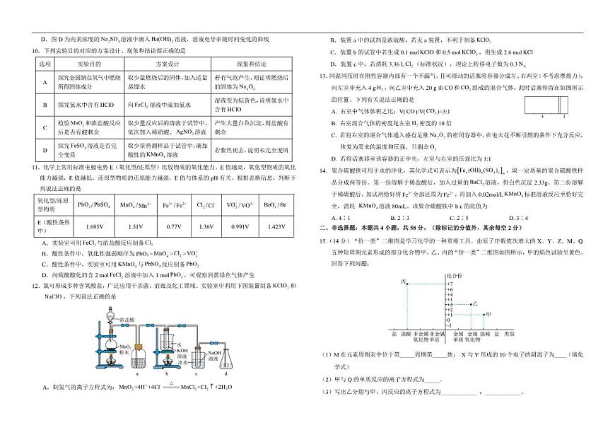 2025-2026学年山西省运城市康杰中学高一上学期第二次月考化学试题（有答案）第2页