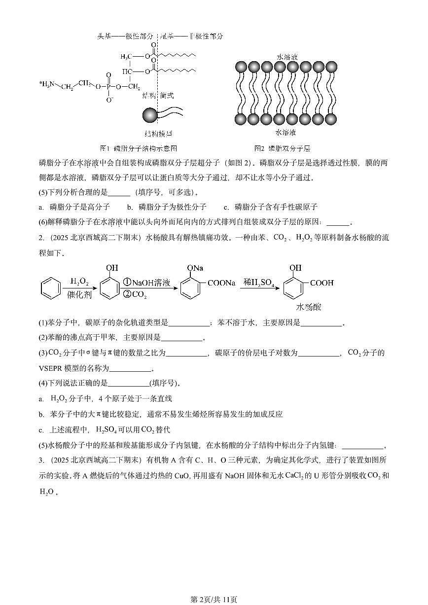 2025北京重点校高二（下）期末化学汇编：官能团与有机化学反应 烃的衍生物章节综合（解答题）第2页