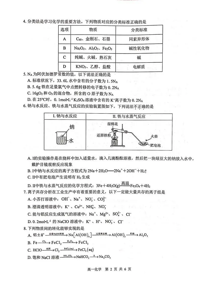 2025-2026学年广西贵百河高一上学期12月新高考月考测试化学试卷（有答案）第2页