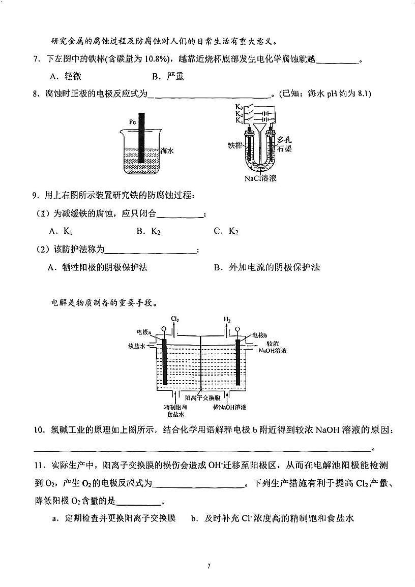 上海市育才中学2025-2026学年高二上学期12月第二次学习诊断化学试题（等级考）（月考）第2页