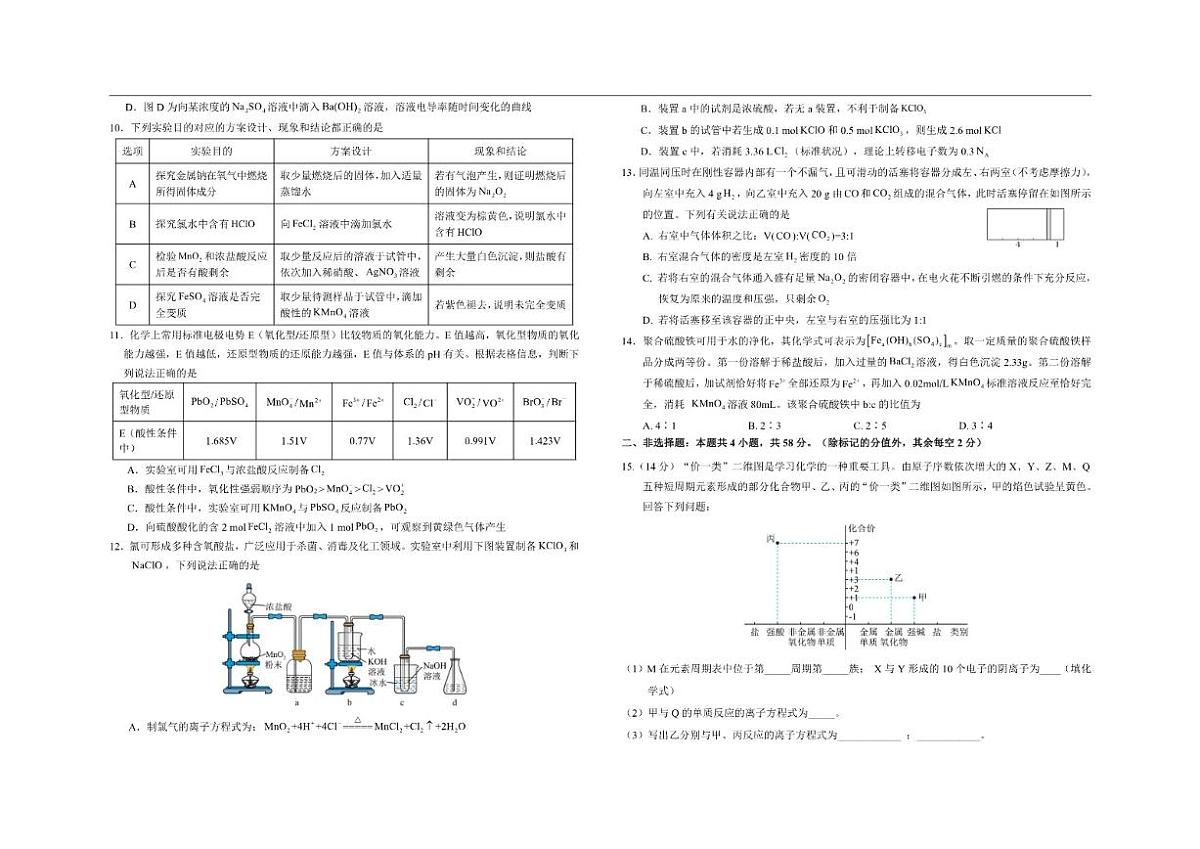 2025-2026学年康杰中学度第一学期第二次月考高一化学试题第2页