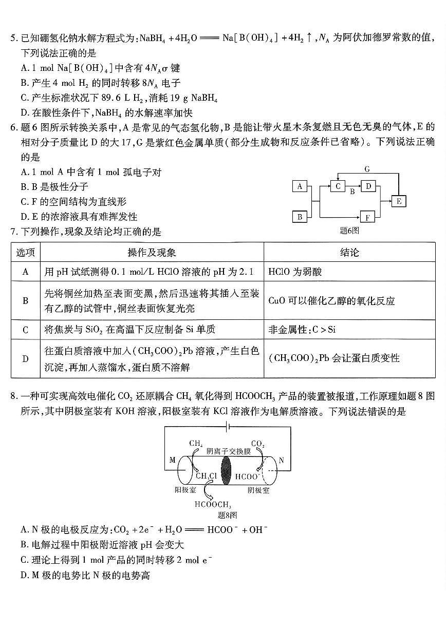 化学-重庆市南开中学高2026届高三年级第五次质量检测试卷及答案第2页