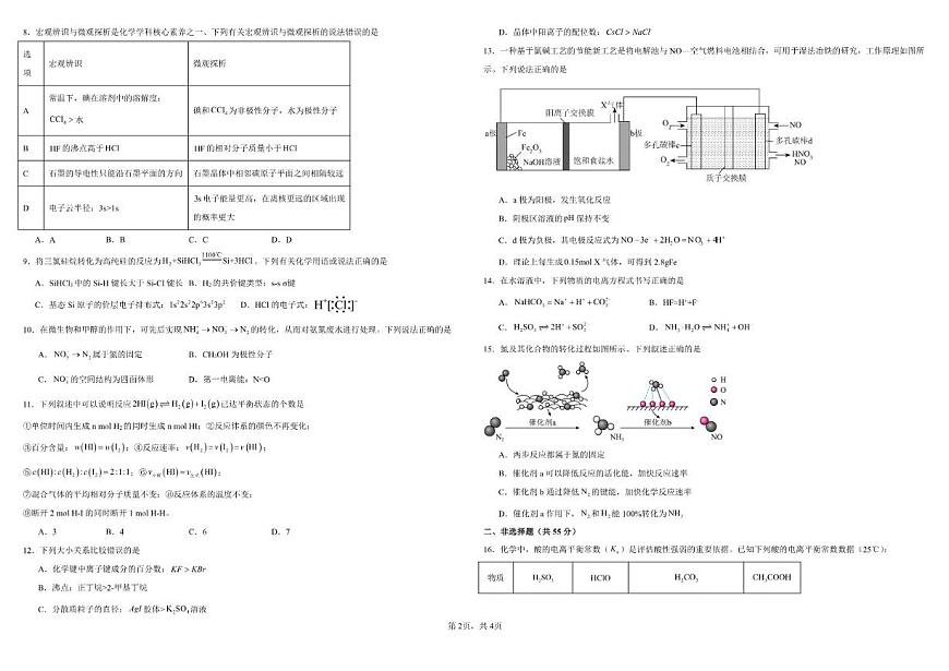 2025-2026学年内蒙古自治区鄂尔多斯市第一中学高二上学期1月月考化学试题（有解析）第2页