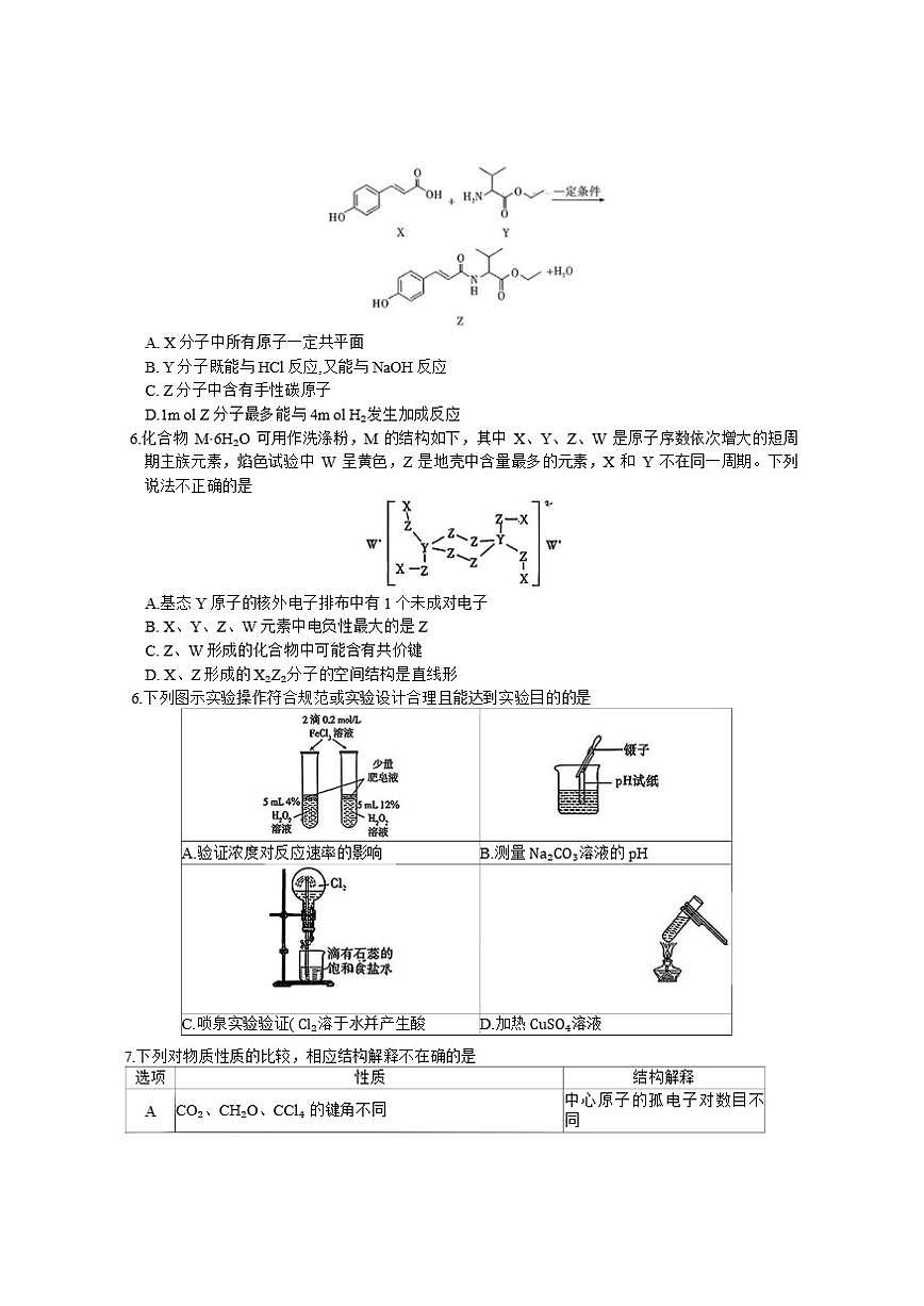 2026届湖南省长沙市一中高三上月考试卷(五)化学试题（有答案）第2页