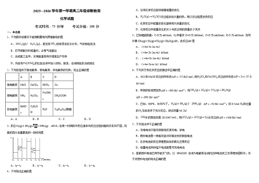 内蒙古自治区鄂尔多斯市第一中学2025-2026学年高二上学期12月月考化学试卷第1页