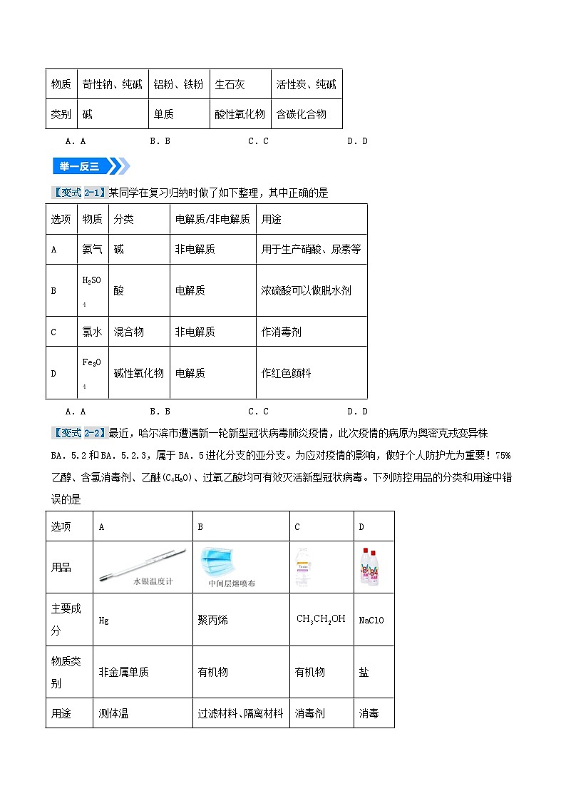 第1节 元素与物质分类（专项训练）（原卷版）第3页