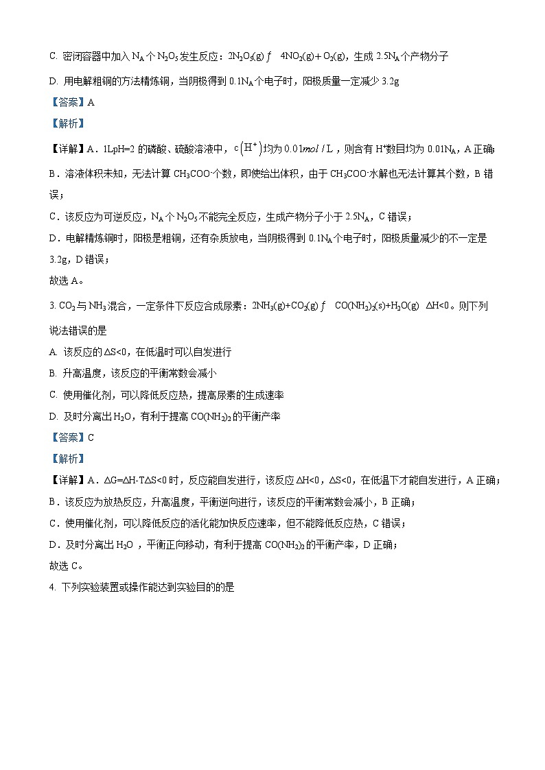 精品解析：重庆市七校联考2024-2025学年高二上学期期末考试 化学试题（解析版）第2页
