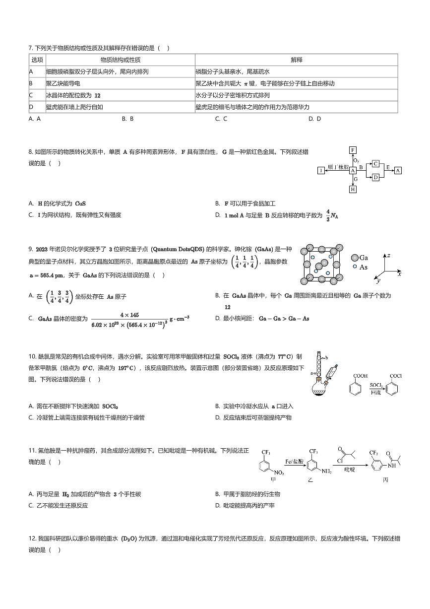 2025~2026学年10月湖北武汉洪山区武汉市洪山高级中学高三上学期月考化学试卷（腾云联盟）（有答案解析）第2页