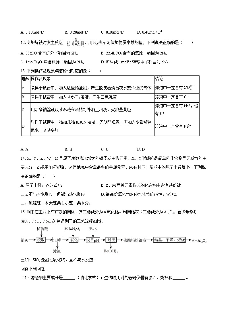 2024-2025学年内蒙古鄂尔多斯市西四旗高一（上）期末化学试卷-自定义类型第3页