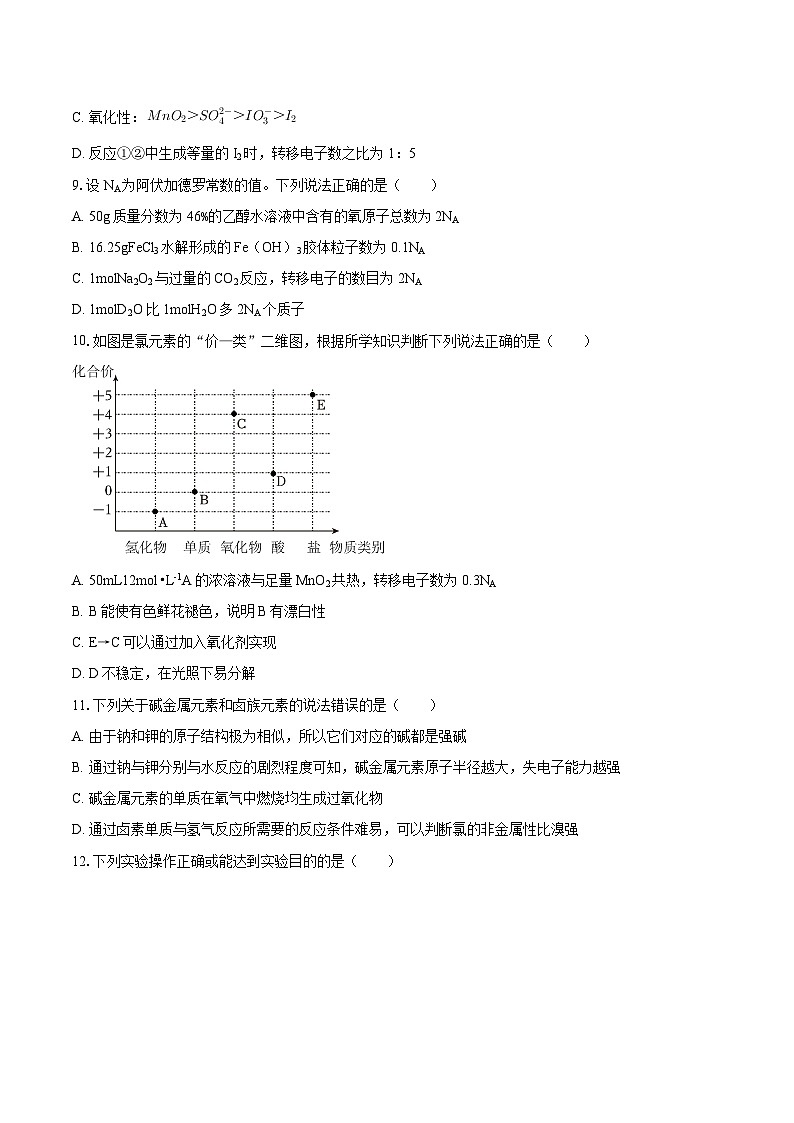 2024-2025学年广东省深圳市盐田高级中学高一（上）期末化学试卷-自定义类型第3页