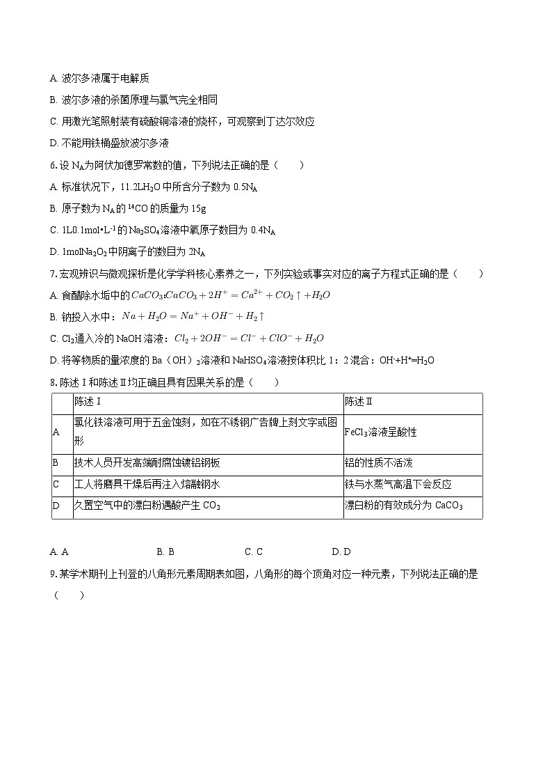 2024-2025学年湖北省恩施州高中教育联盟高一（上）期末化学试卷-自定义类型第2页