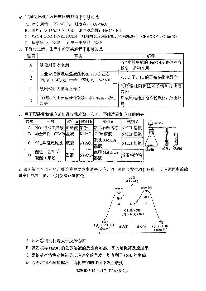 2025北京八一学校高三上12月月化学试卷第2页