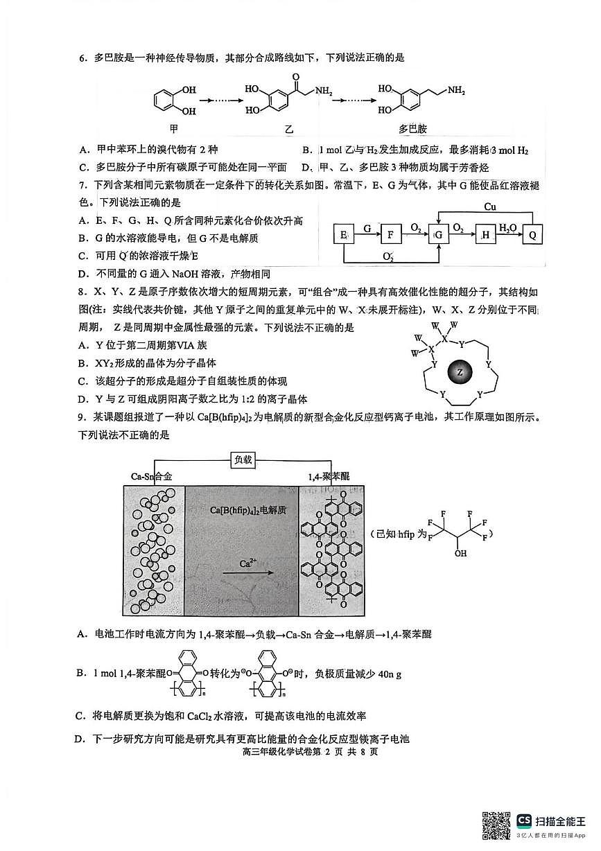 辽宁沈阳五校2026届高三上学期期末联考化学试卷第2页