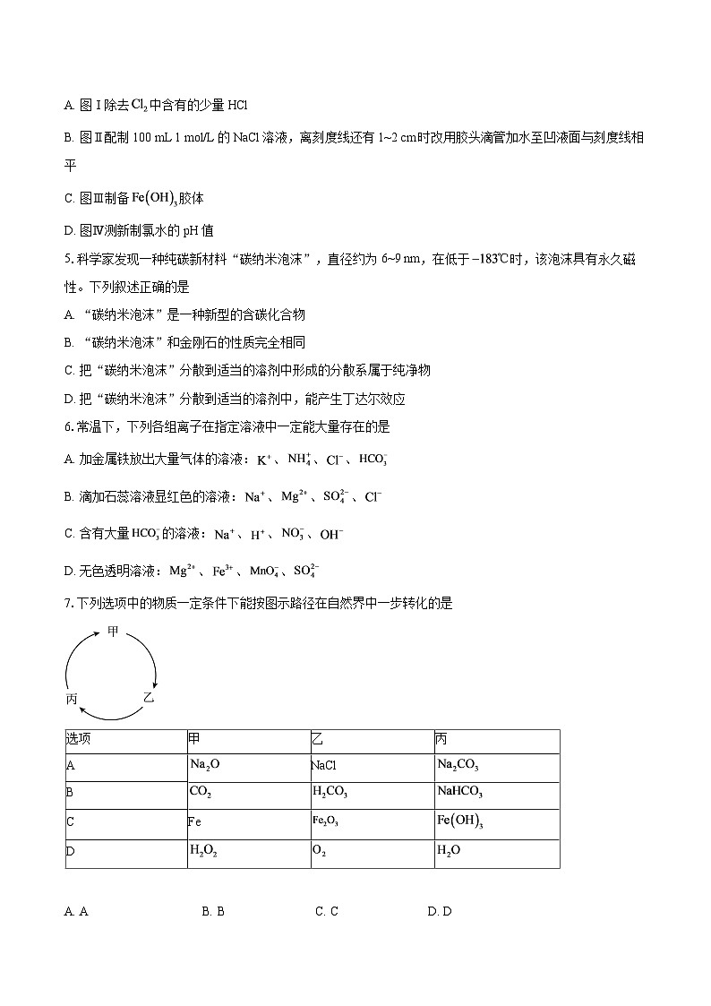 广东省广州奥林匹克中学2025-2026学年高一上学期期中考试化学试题-自定义类型第2页