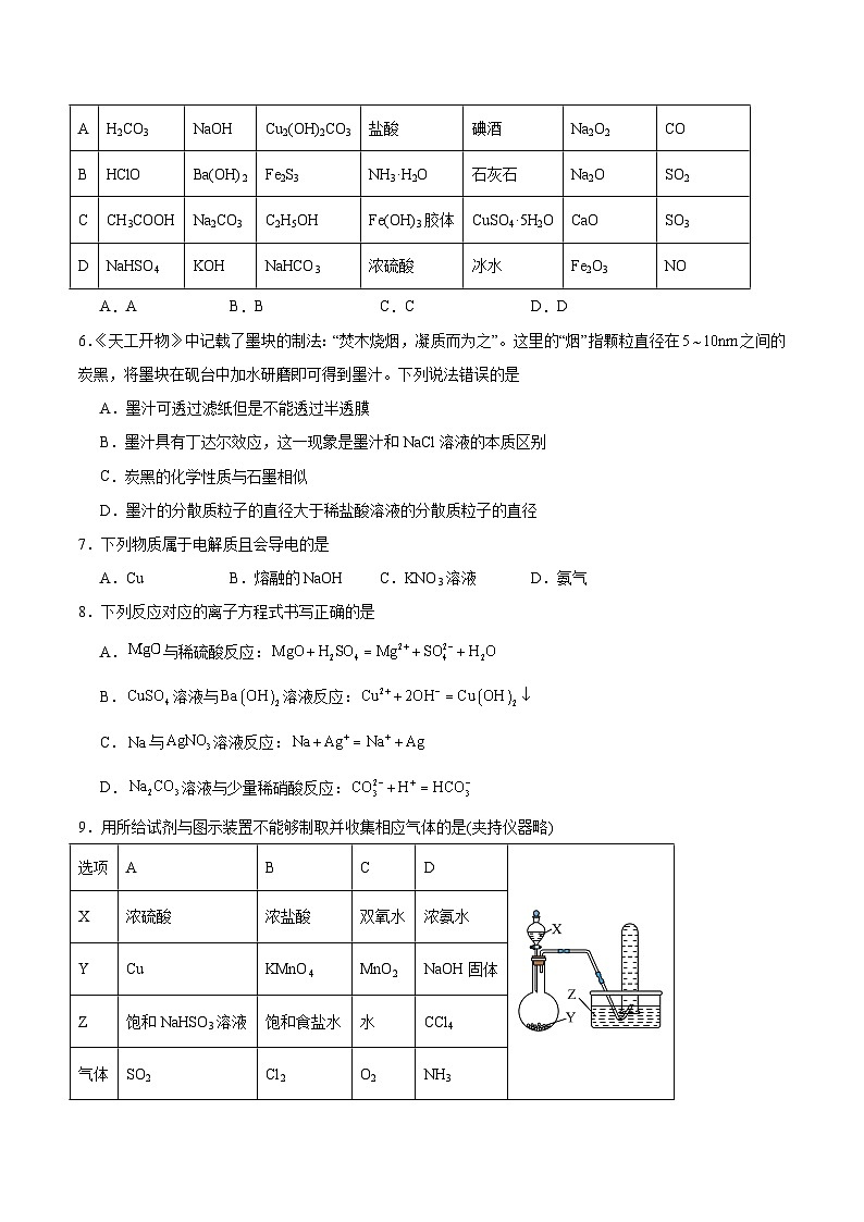 山东省济南市顶级名校2025-2026学年高一上学期12月检测试题 化学（含答案）第2页