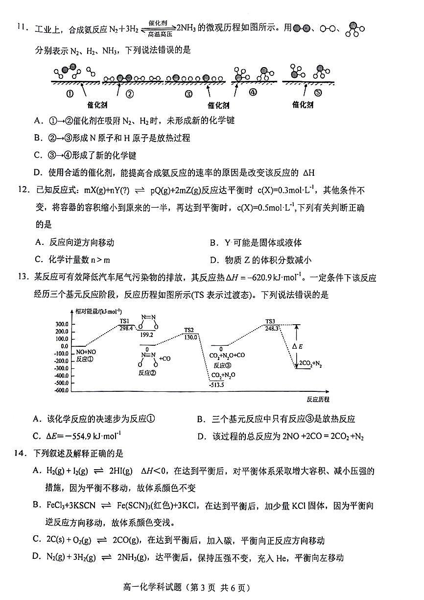 海南省琼海市嘉积中学2023-2024学年高一下学期6月期中考试化学试题第3页