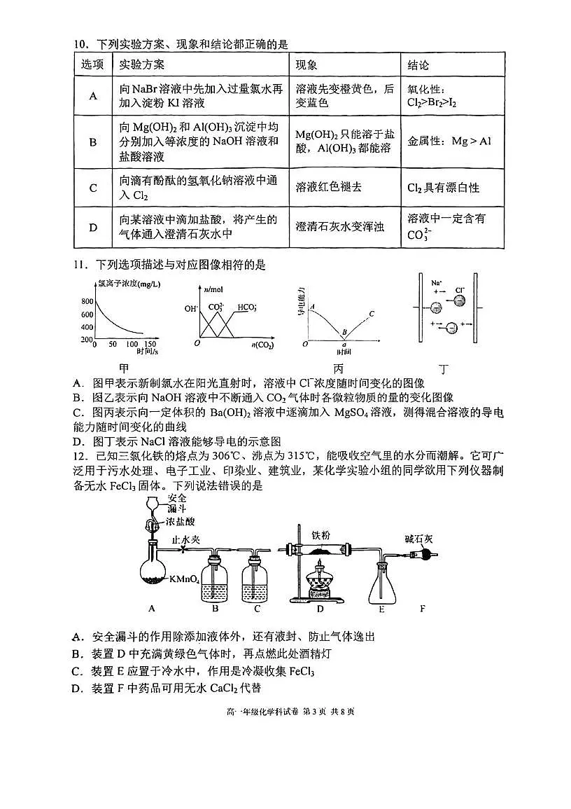 辽宁省沈阳市东北育才学校2025-2026学年高一上学期期末考试化学试卷第3页