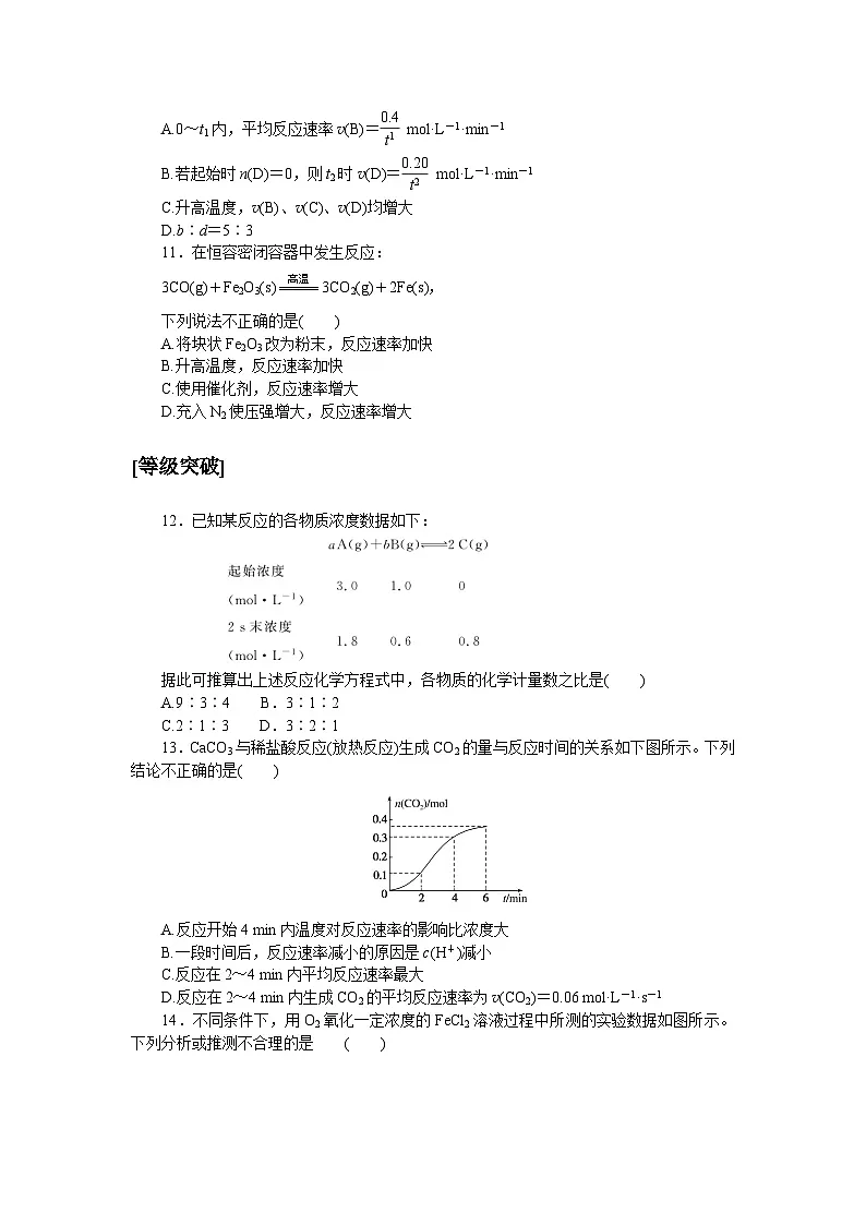高一化学必修第二册（2019人教版）课时作业10化学反应的速率（含答案）第3页