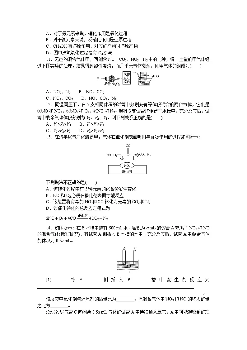 高一化学必修第二册（2019人教版）课时作业4氮气与氮的固定　一氧化氮和二氧化氮（含答案）第3页