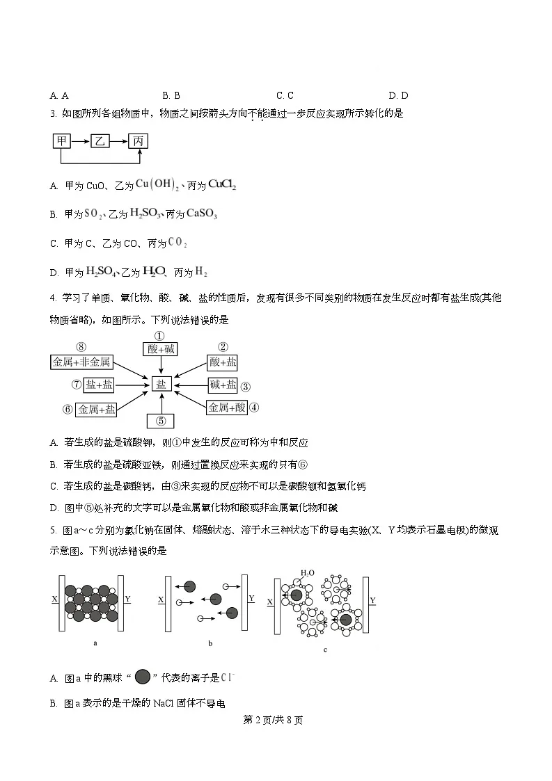 四川省成都市锦江区嘉祥外国语高级中学2025-2026学年高一上学期9月月考化学试题（原卷版）第2页