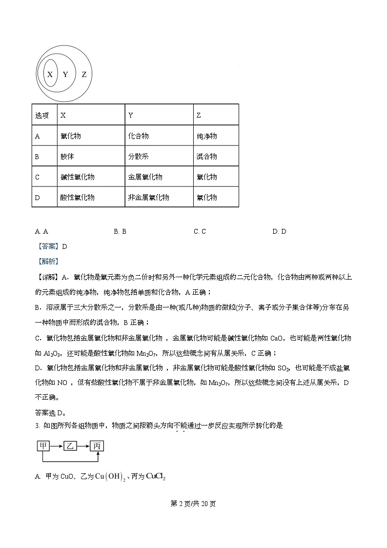 四川省成都市锦江区嘉祥外国语高级中学2025-2026学年高一上学期9月月考化学试题 Word版含解析第2页