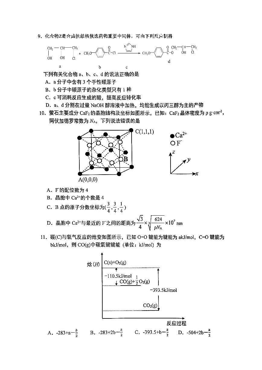 重庆实验外国语学校2025-2026学年度（上）高2026届1月期末考试（七）化学第3页
