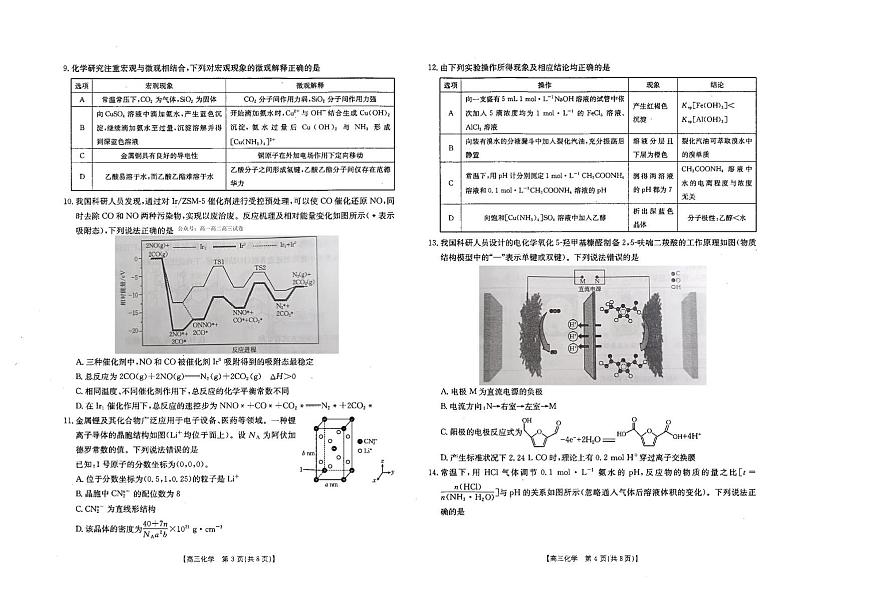 化学-河北五个一名校联盟2026届高三1月联考试卷及答案第2页