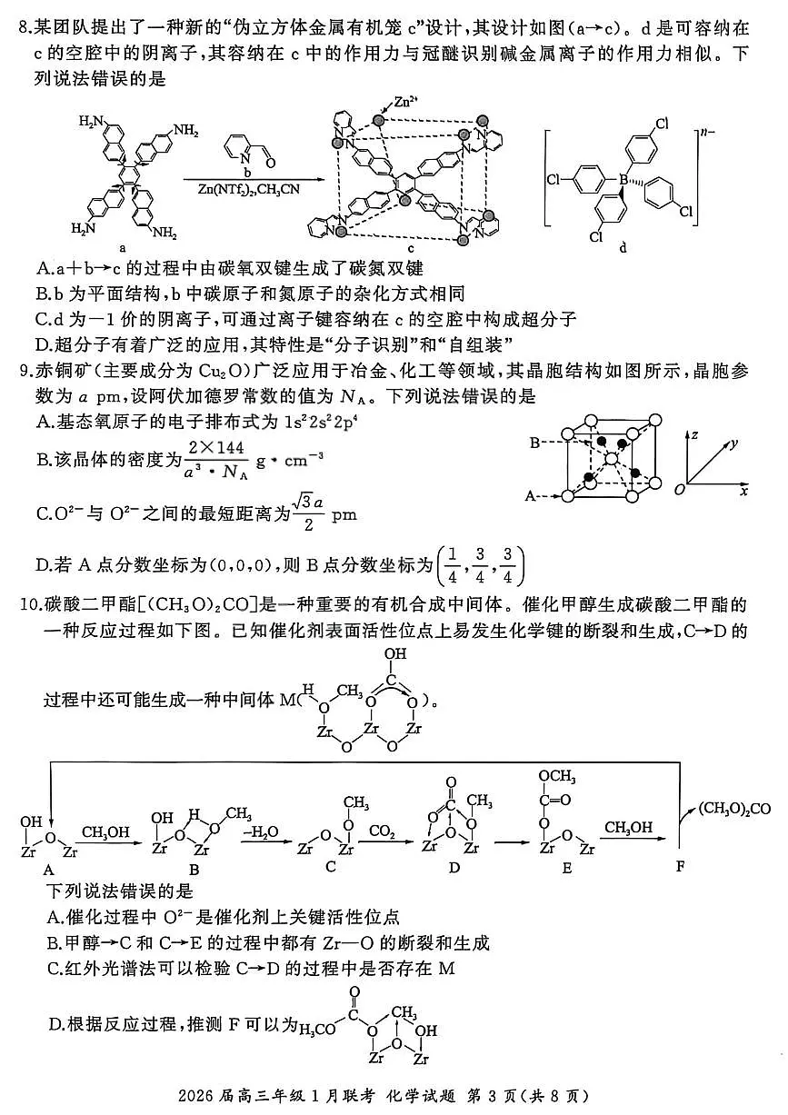 化学试卷-2026年1月高三九省联考第3页