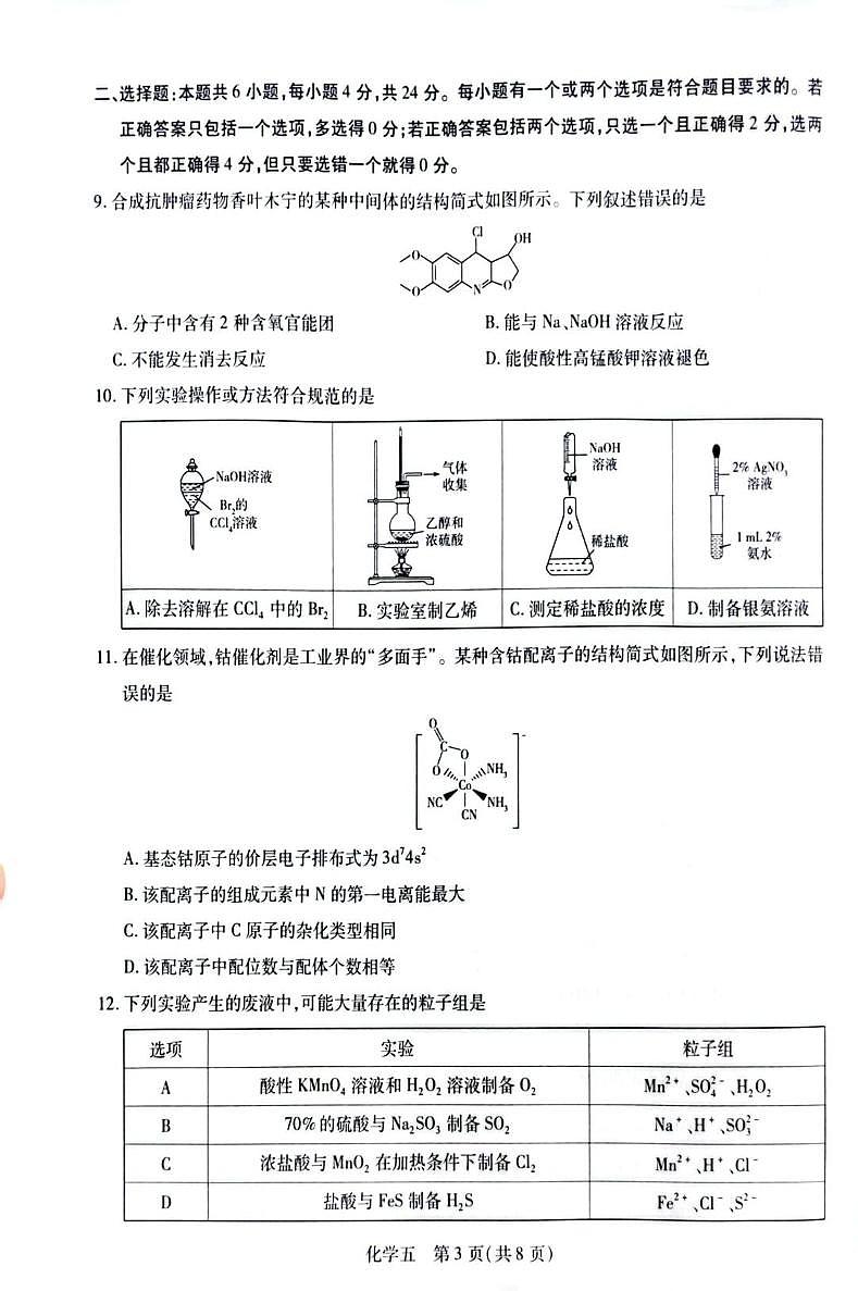 海南省海口市龙华区海南华侨中学2026届高三上学期二模化学试题（高考模拟）第3页