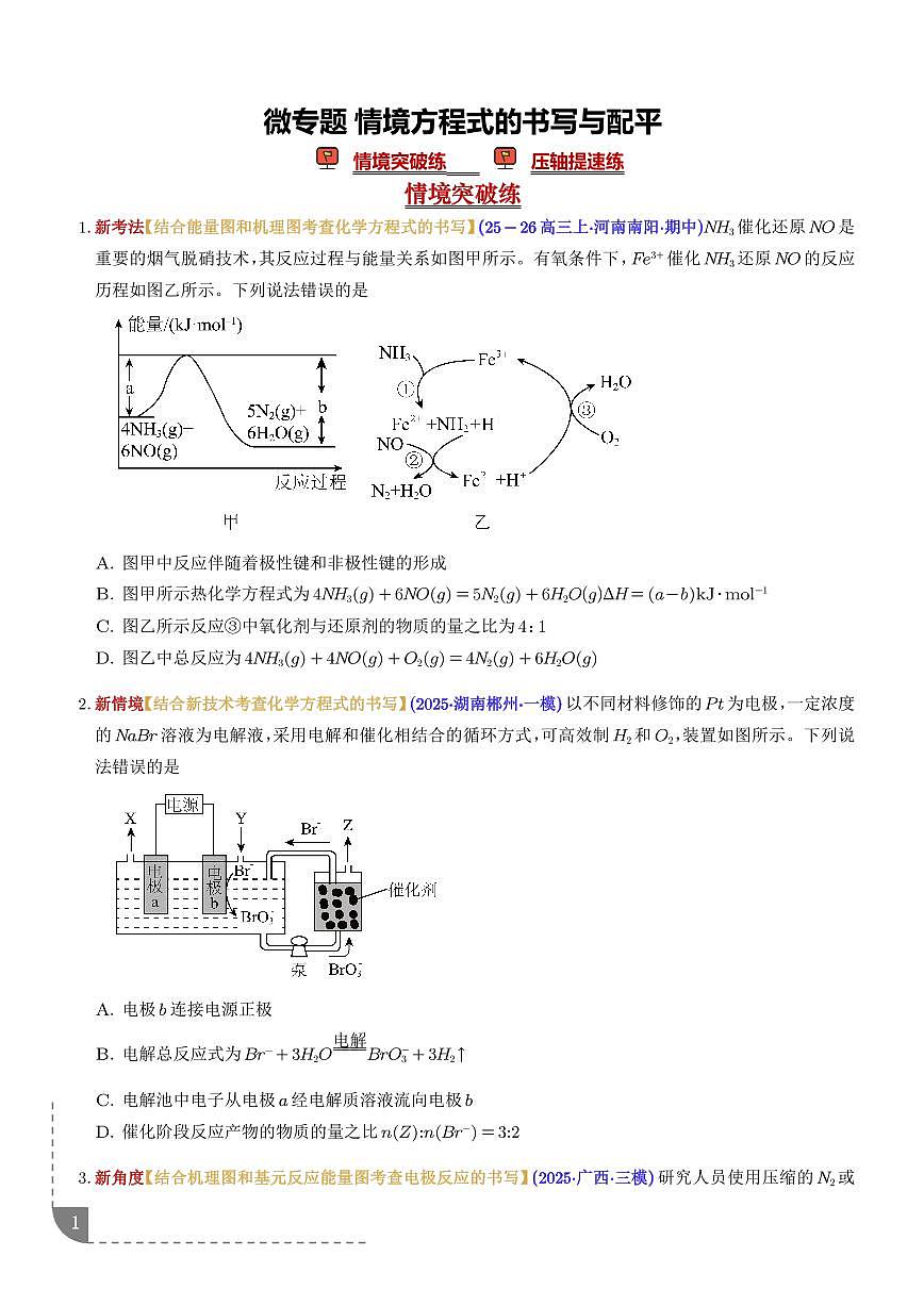 微专题 情境方程式的书写与配平（培优专练）（学生版）第1页