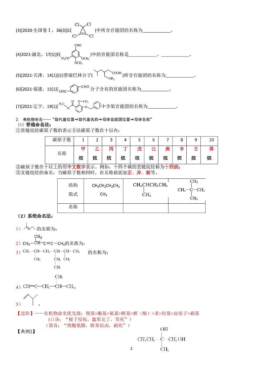 有机物复习（一）——学生版第2页