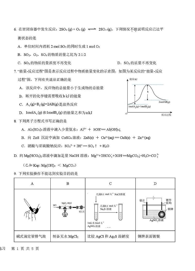 北京市育英学校2025-2026学年高二上学期期末考试 化学试题第2页