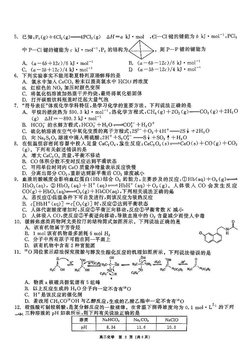 2024-2025学年深圳外国语学校高二(上)期末化学试卷及答案第2页