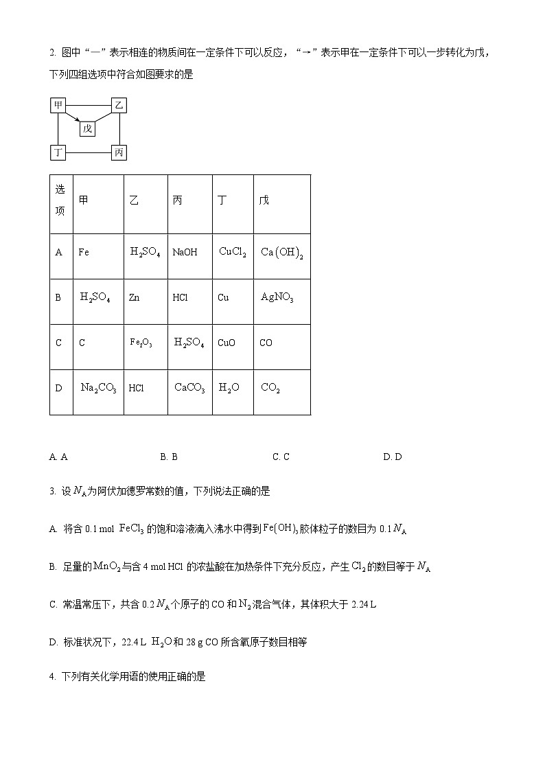 河北省保定市六校2025-2026学年高一上学期1月期末联考化学试题（含答案）第2页