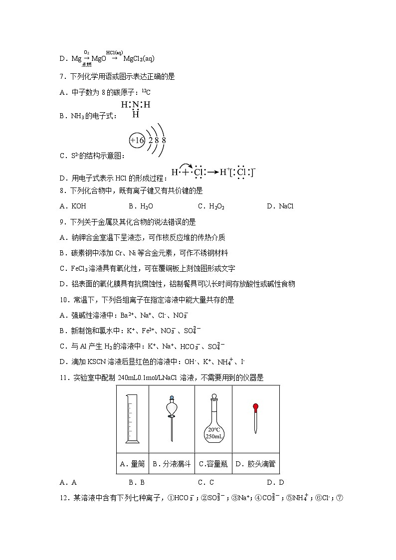 2024-2025学年黑龙江省新时代高中教育联合体高一上学期期末联合考试化学试卷（学生版）第2页