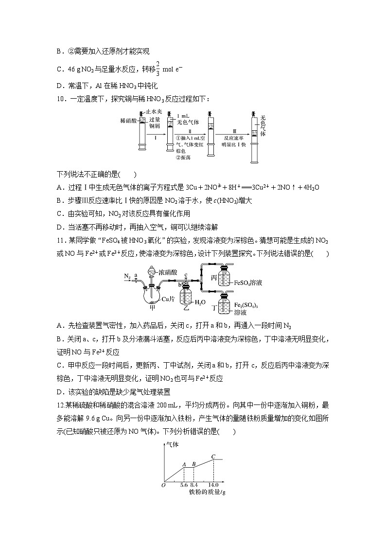2026高三化学（人教版）一轮复习试题　第五章　第22练　氮及其氧化物　硝酸（含答案）第3页