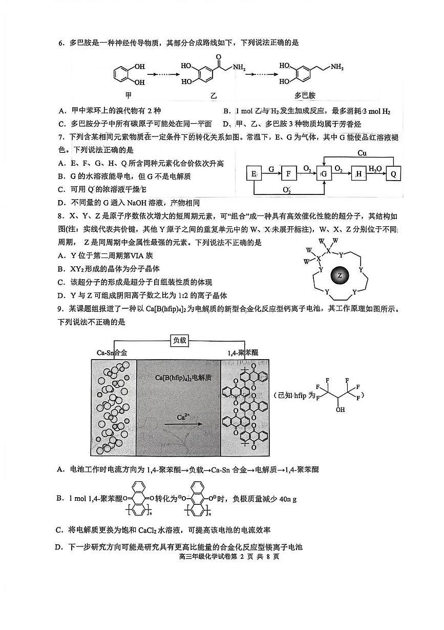 辽宁省沈阳市五校2026届高三上学期期末联考 化学试卷（PDF图片版）(含答案）第2页