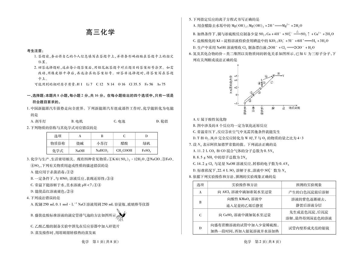 化学-海南省多校2025-2026学年高三上学期期末联考（海南二模）第1页