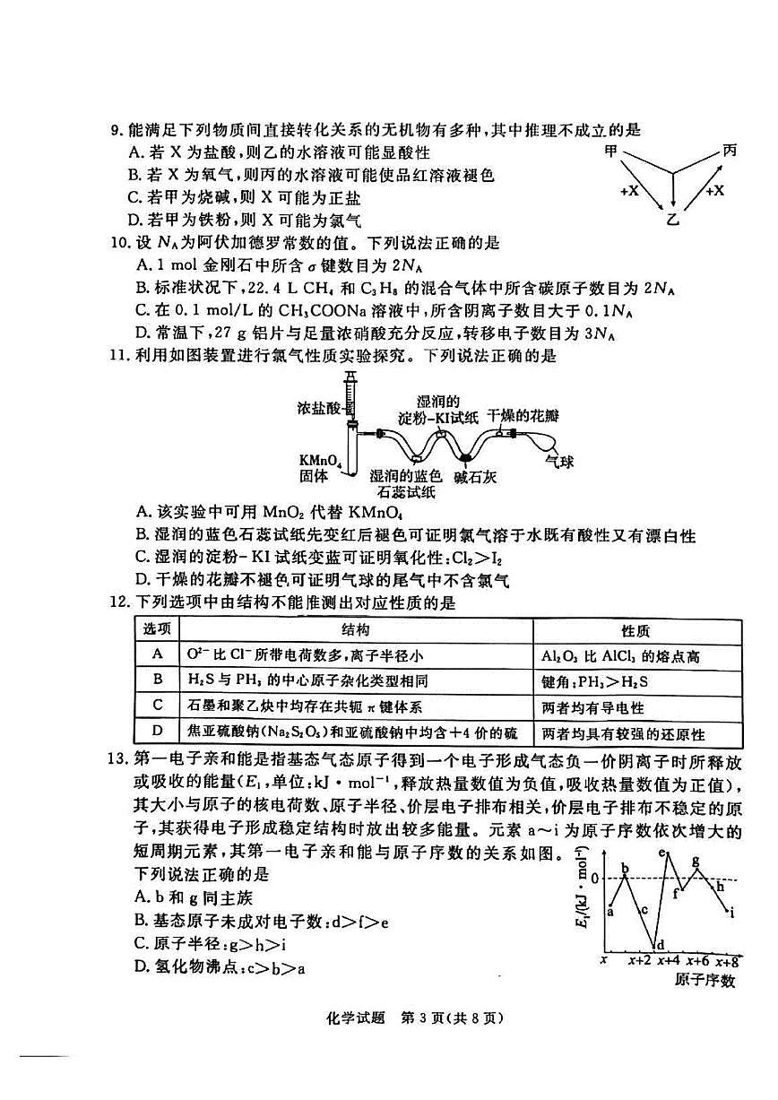 2025—2026学年广东省湛江市度第一学期高三一模化学科试题（含答案）第3页