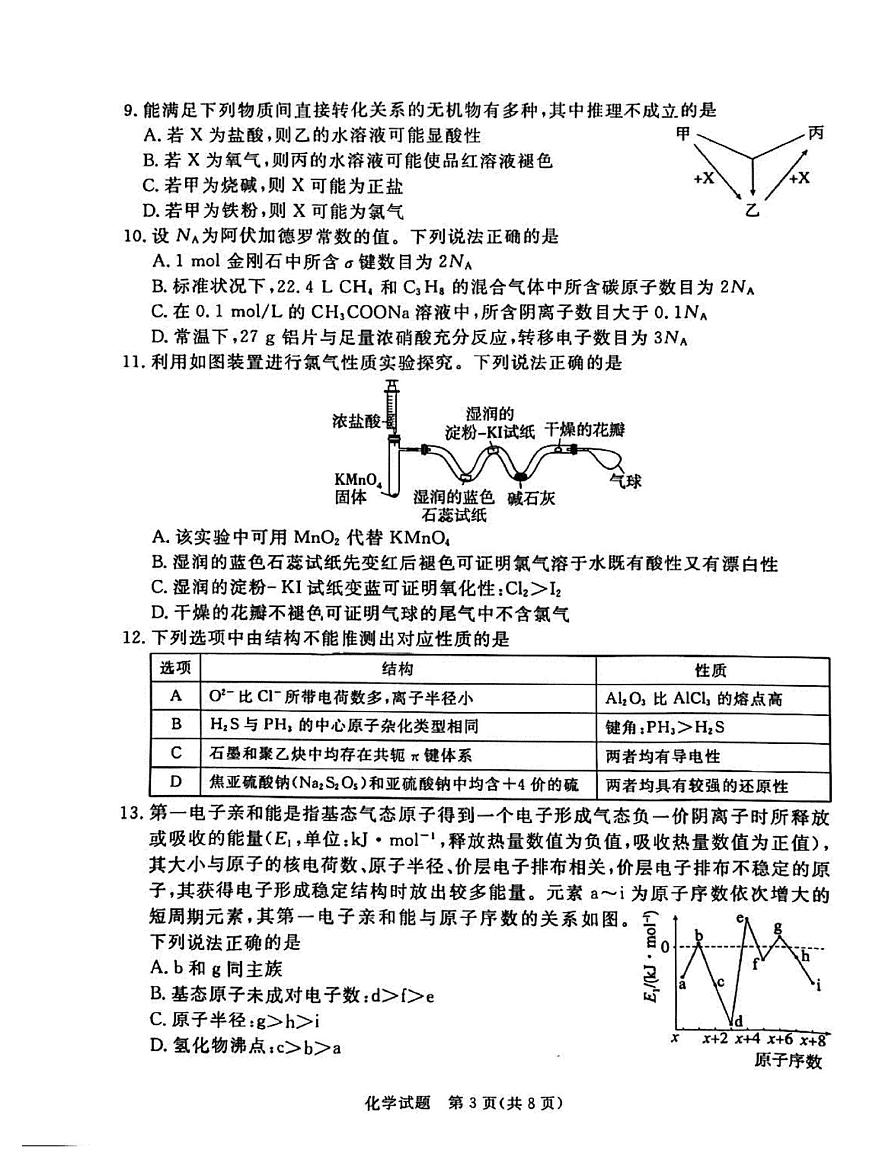 广东省湛江市2026届上学期高三一模 化学试题+答案第3页