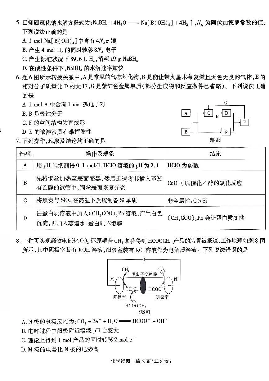 重庆市南开中学2026届高三上学期第五次质量检测化学试卷（无答案）第2页