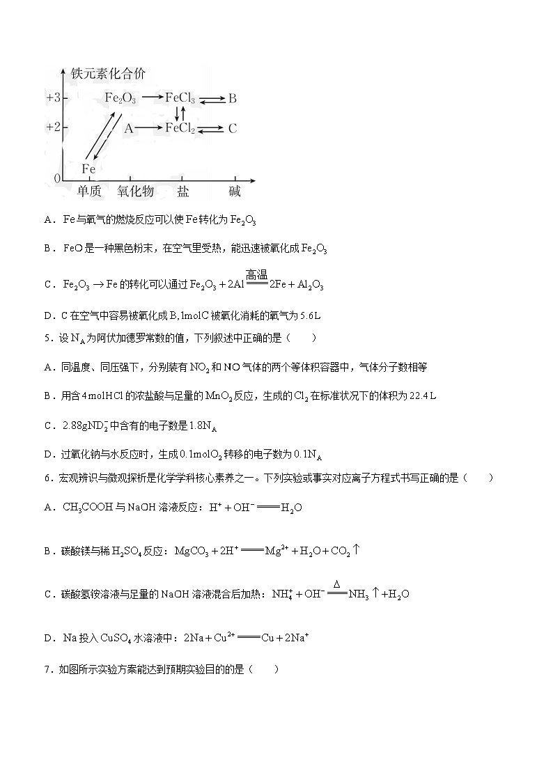 湖北省恩施州高中教育联盟2023-2024学年高一上学期1月期末化学试题 含答案第2页