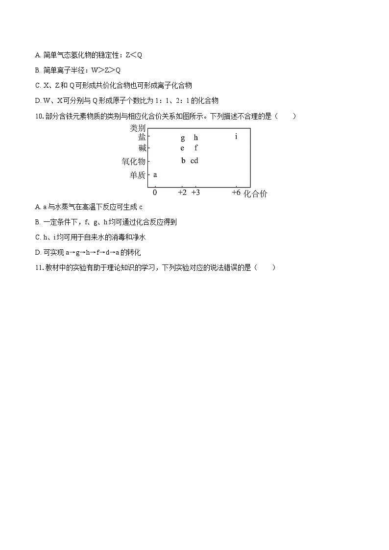 2025-2026学年甘肃省张掖市高一（上）期末化学试卷-自定义类型第3页