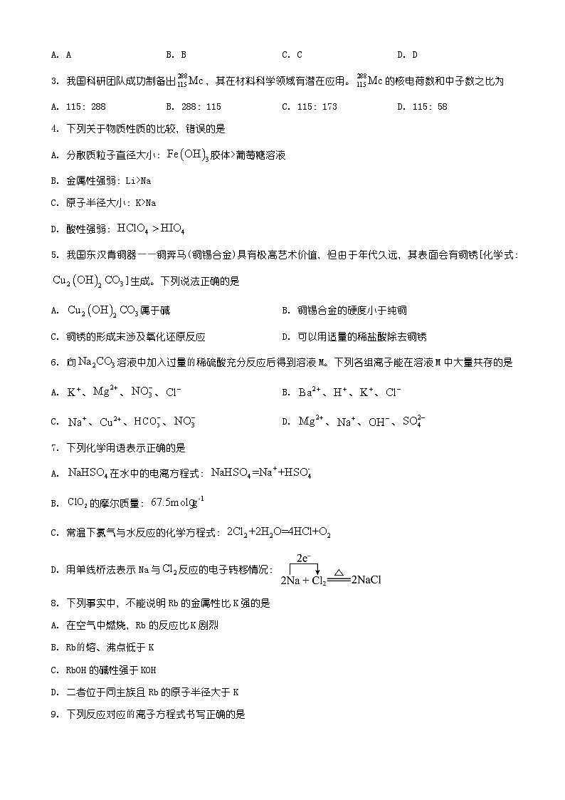 山东省济宁市2025-2026学年高一上学期诊断性练习+化学试题（有解析）第2页