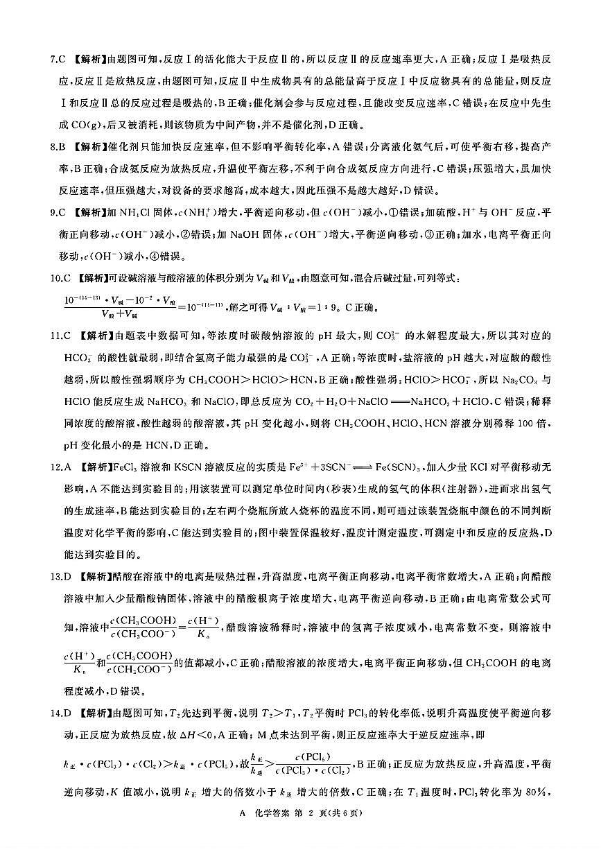 扫描件_化学参考答案及评分意见第2页