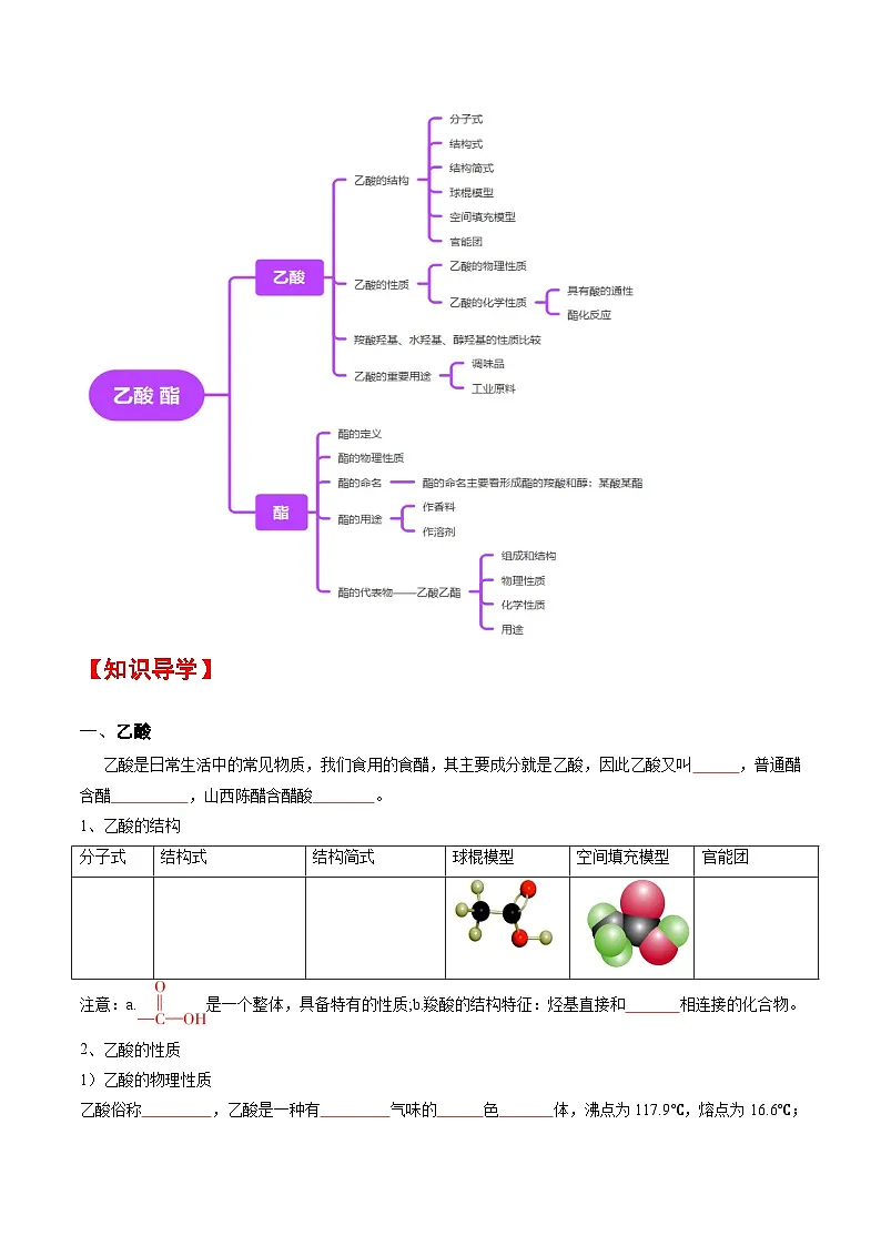 人教版2019化学必修第二册7.3.2 《乙酸 酯》（原卷版）第2页