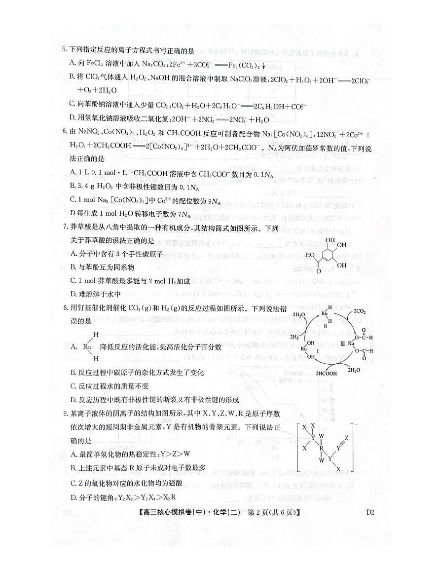 2025-2026学年上学期高三期末考试化学试题第2页