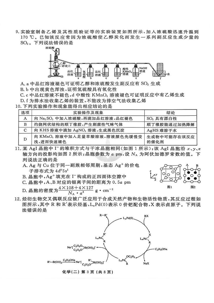 河北省沧州市盐山县盐山中学2026届高三上学期一模化学试题（含答案）第3页