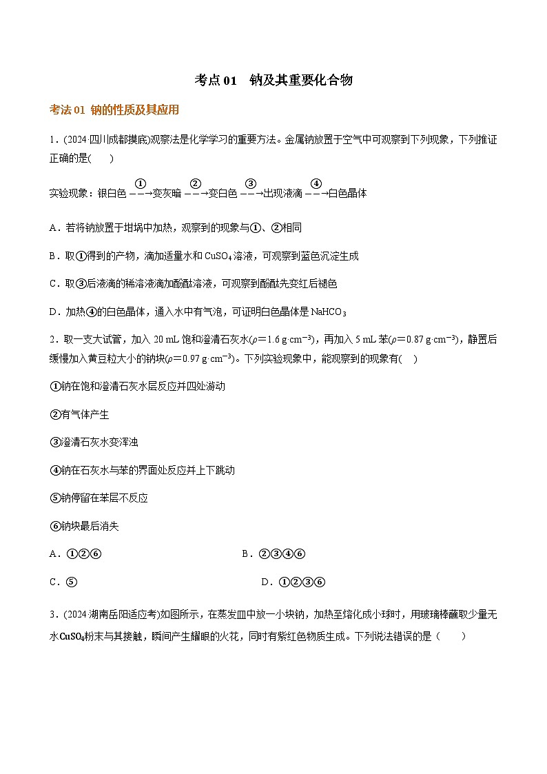 高考化学一轮-考点巩固卷03  金属及其化合物（原卷版）第2页